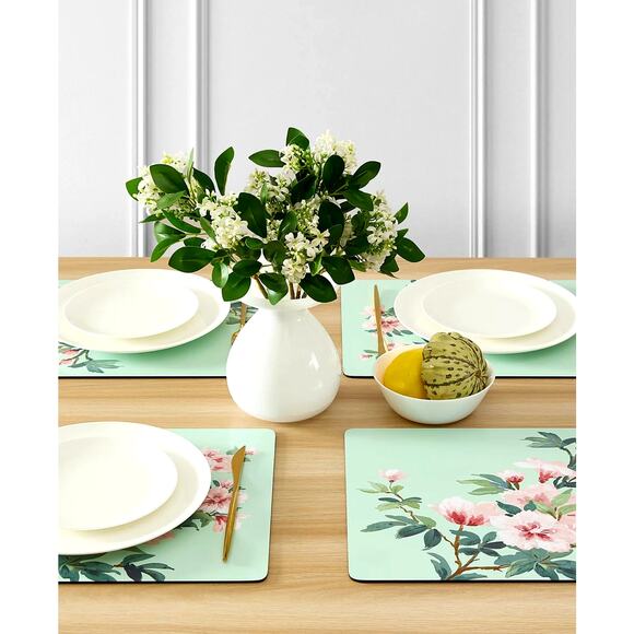 Laura Ashley Blossom Branch Cork Placemats Pink Green Floral 12x16 Set of 4 NEW - Picture 4 of 10